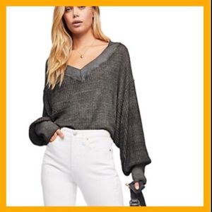 Free People | south side thermal black v neck top